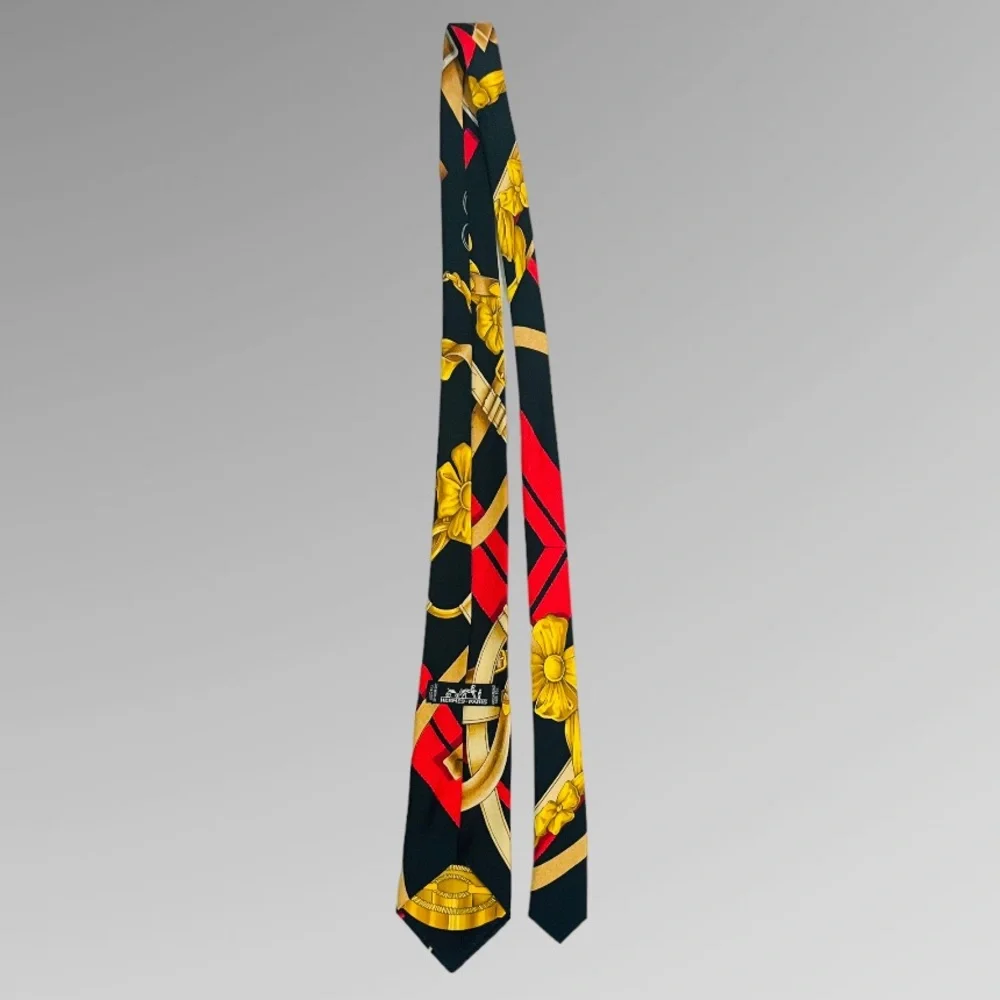 New! HERMES RARE HERMES H d’ ORIGNY MENS EQUESTRIAN SILK TIE